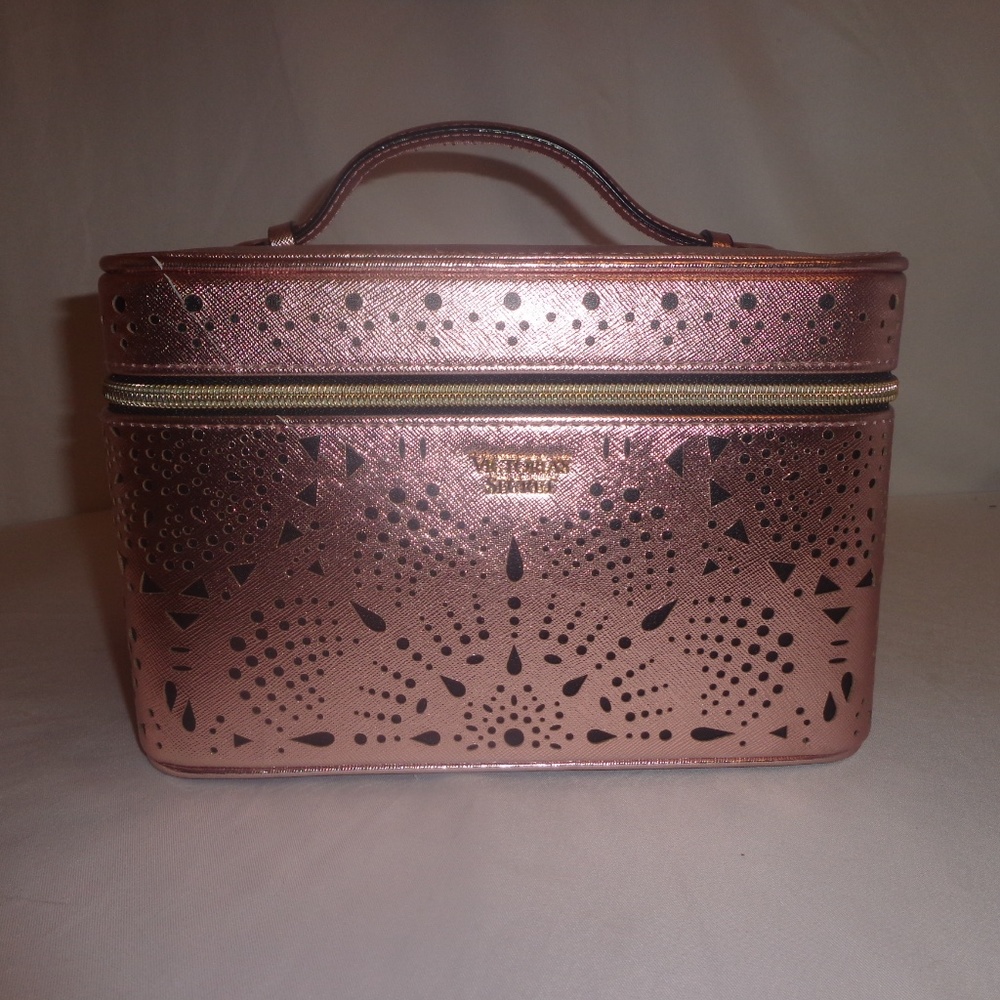 VS Train Case Rose Gold Laser Cut Travel Bag
